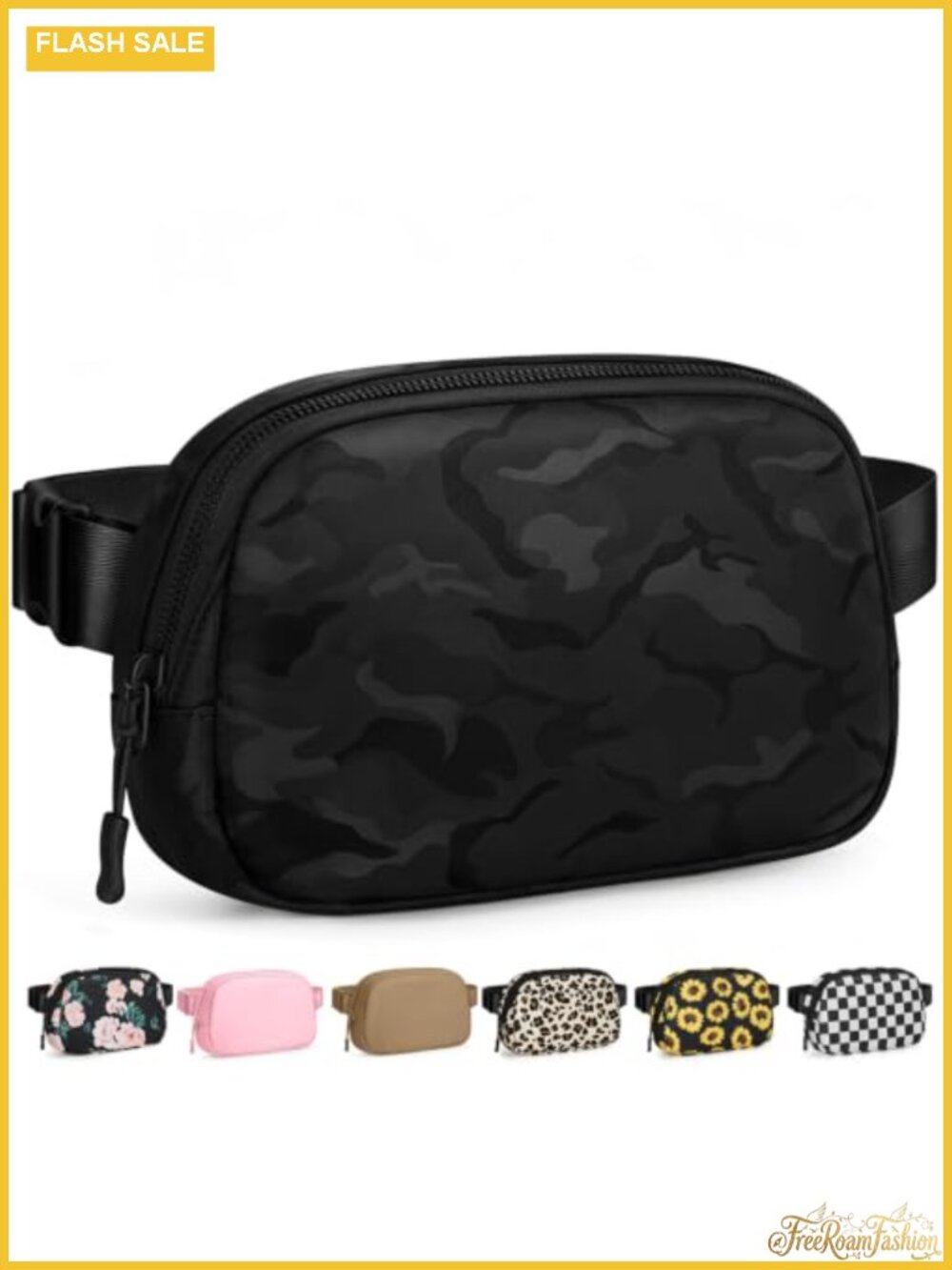 Water Resistant Polyester Fanny Pack Crossbody Belt Bag with Zipper Back Pocket